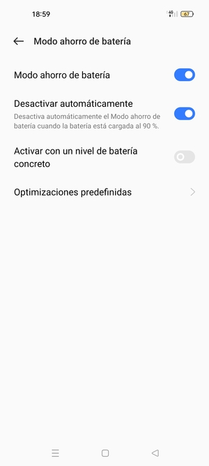 Active Modo ahorro de batería