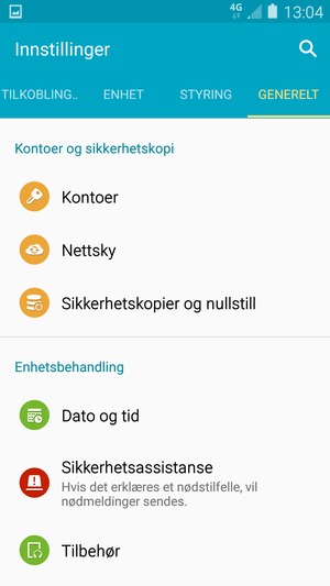 For å aktivere skjermlåsen, gå til Innstillinger-menyen og velg ENHET