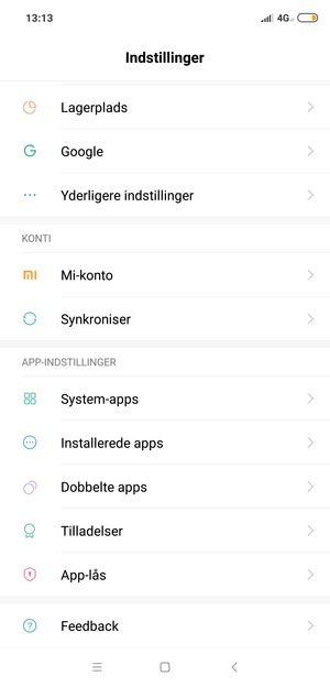Scroll til og vælg Synkroniser