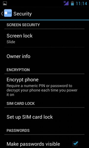 Select Screen lock