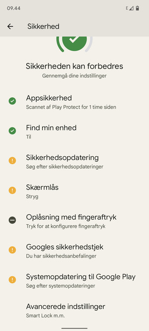 Scroll til og vælg Avancerede indstillinger