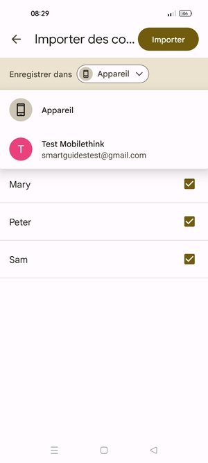 Sélectionnez votre compte Google