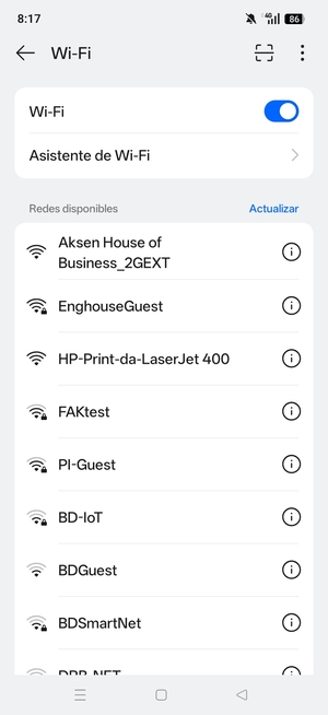 Seleccione la red inalámbrica a la que desea conectarse