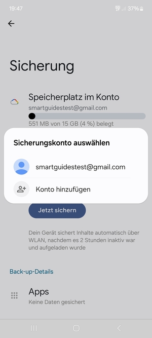 Wählen Sie Ihr Sicherungskonto