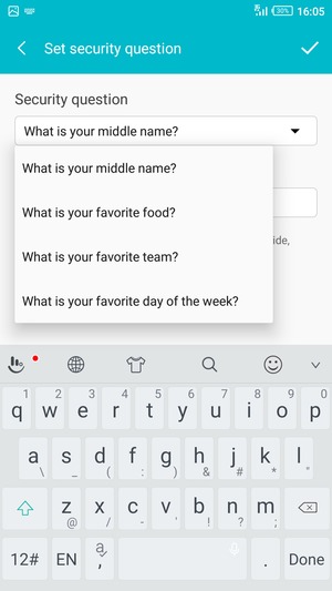 Select a security question