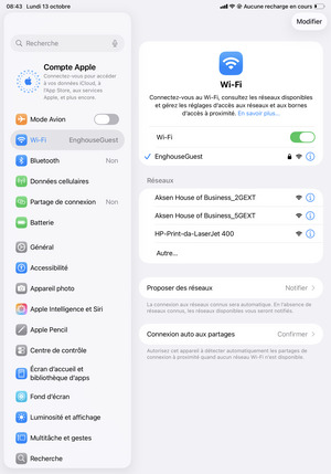 Vous êtes maintenant connecté au réseau Wi-Fi