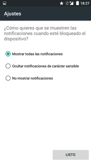 Seleccione la opción deseada y seleccione LISTO
