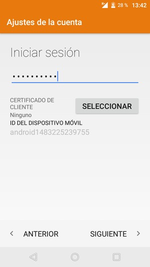 Introduzca su contraseña y seleccione SIGUIENTE