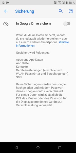 Schalten Sie In Google Drive sichern ein