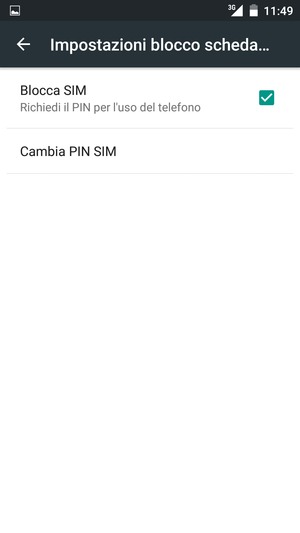 Seleziona Cambia PIN SIM