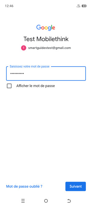 Saisissez votre Mot de passe et sélectionnez Suivant