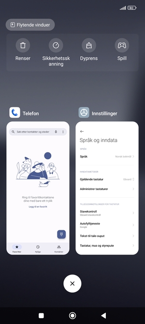 Velg sletteikonet for å lukke alle programmer som kjører