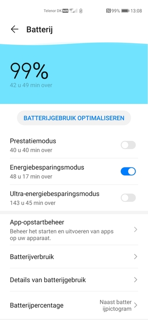 Om Ultra-energiebesparing te activeren, schakel Ultra-energiebesparingsmodus in