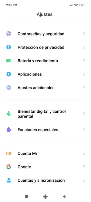 Desplácese y seleccione Contraseñas y seguridad