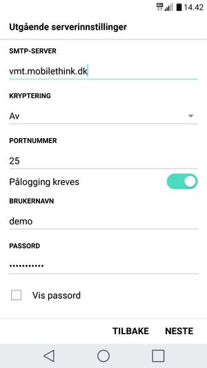 Skriv inn utgående serveradresse