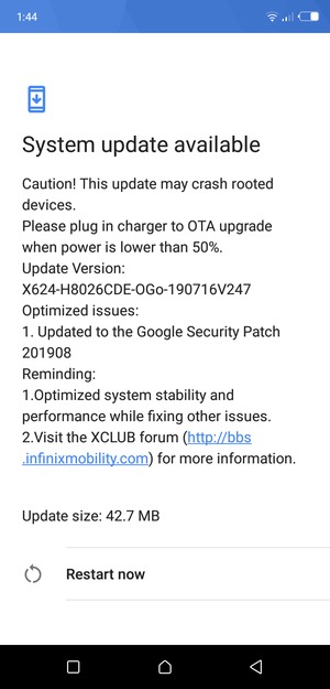 If your phone is not up to date, follow the instructions on the screen.