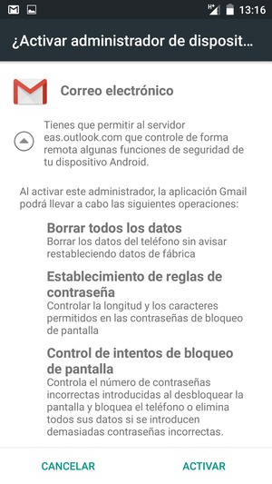 Seleccione ACTIVAR
