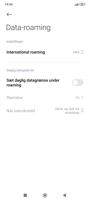 Vælg International roaming