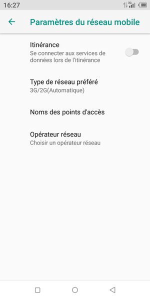 Sélectionnez Opérateur réseau