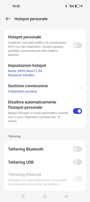 Seleziona Impostazioni hotspot