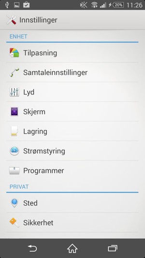 Bla til og velg Strømstyring