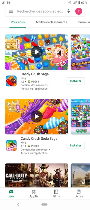 Sélectionnez la barre de Recherche