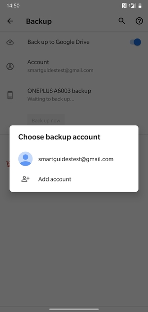 Select your backup account