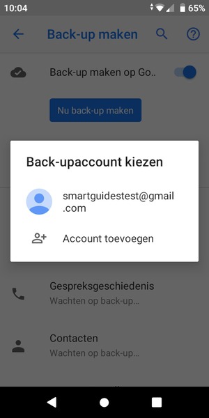 Selecteer uw back-up-account