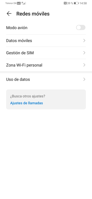 Seleccione Datos móviles