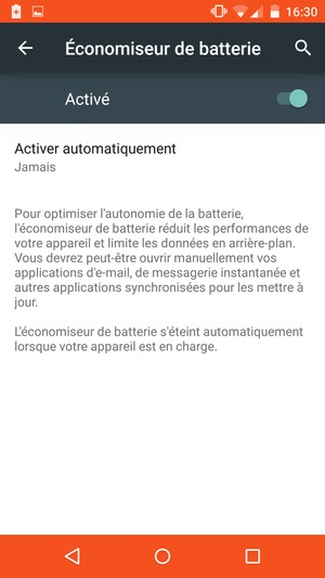 Activer le Économiseur de batterie