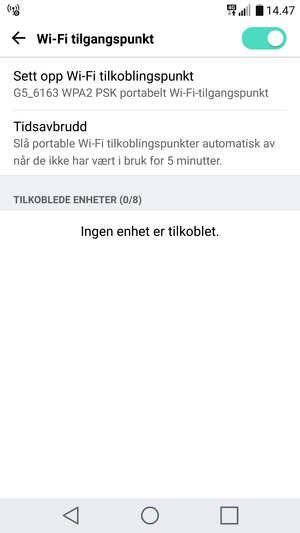Telefonen din er konfigurert for bruk som et modem