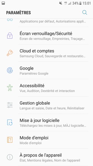 Faites défiler et sélectionnez Mise à jour logicielle