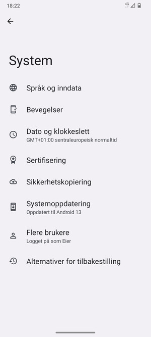 Velg Systemoppdatering
