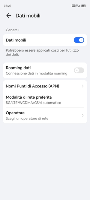 Seleziona Modalità di rete preferita