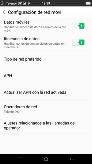 Activar o desactivar Itinerancia de datos