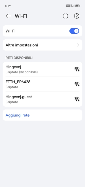 Seleziona la rete wireless a cui desideri connetterti
