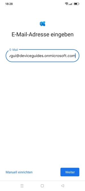Geben Sie Ihre E-Mail-Adresse ein und wählen Sie Manuell einrichten