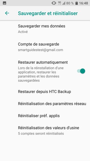 Sélectionnez Compte de sauvegarde
