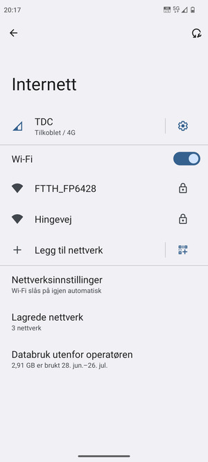 Velg det trådløse nettverket du vil koble til