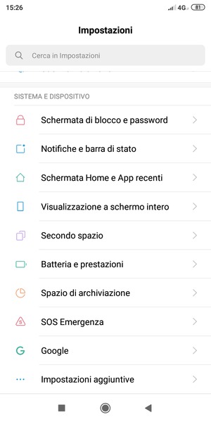 Scorri e seleziona Impostazioni aggiuntive