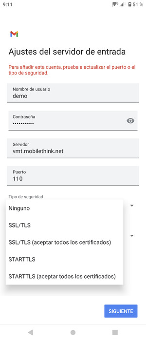 Seleccione Ninguno y SIGUIENTE
