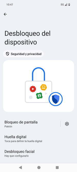 El teléfono ha sido asegurado con un bloqueo de pantalla