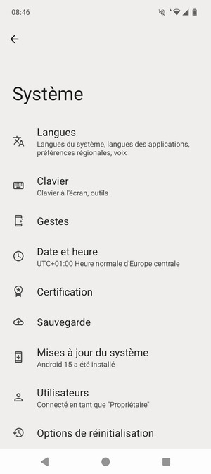 Sélectionnez Mises à jour du système
