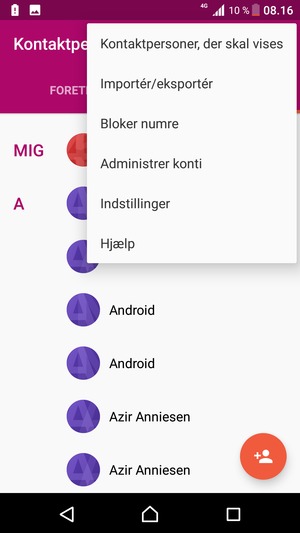 Vælg Importér/eksportér