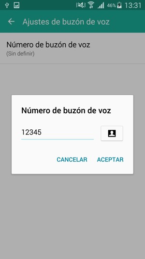 Introduzca el Número de buzón de voz y seleccione ACEPTAR