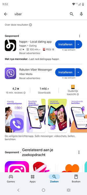 Selecteer de app