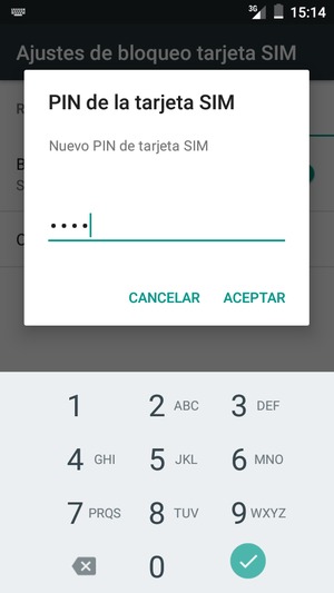 Introduzca su Nuevo PIN de tarjeta SIM y seleccione ACEPTAR
