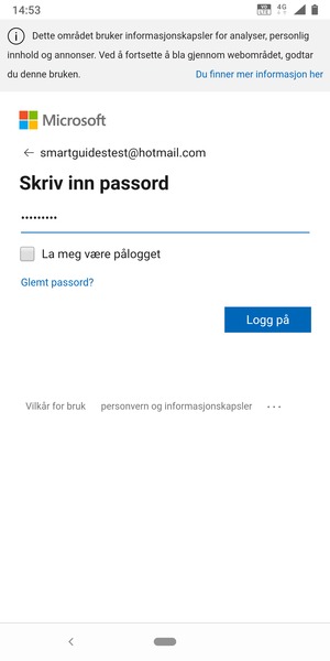 Skriv inn passord og velg Logg på