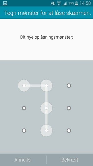 Tegn oplåsningsmønsteret igen og vælg Bekræft