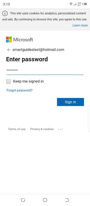 Enter your password and select Sign in